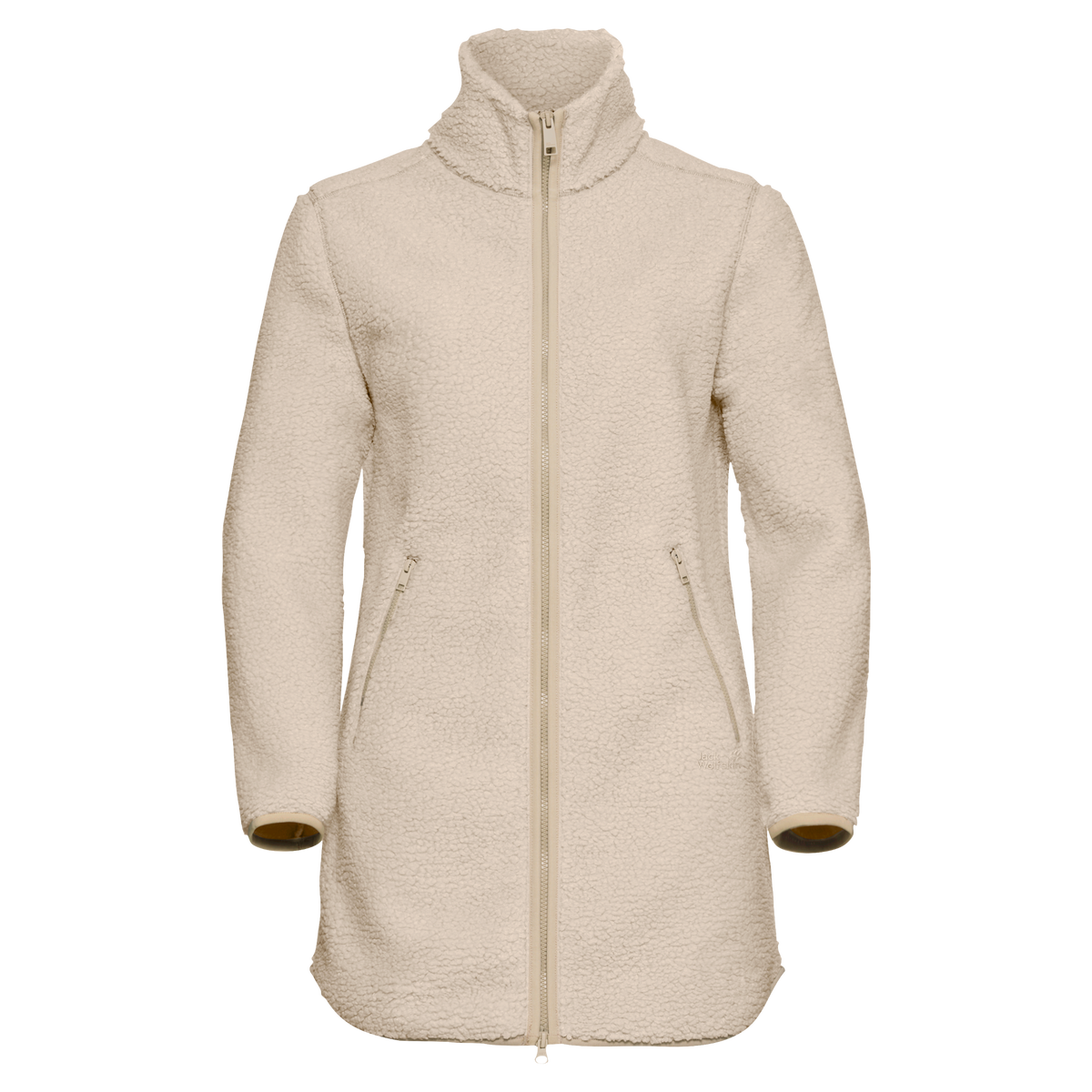 Jack Wolfskin HIGH CURL COAT W Fleece-Mantel Damen – Oyster – Packshot Vorderansicht