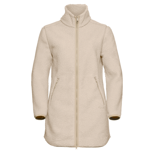 Jack Wolfskin HIGH CURL COAT W Fleece-Mantel Damen – Oyster – Packshot Vorderansicht