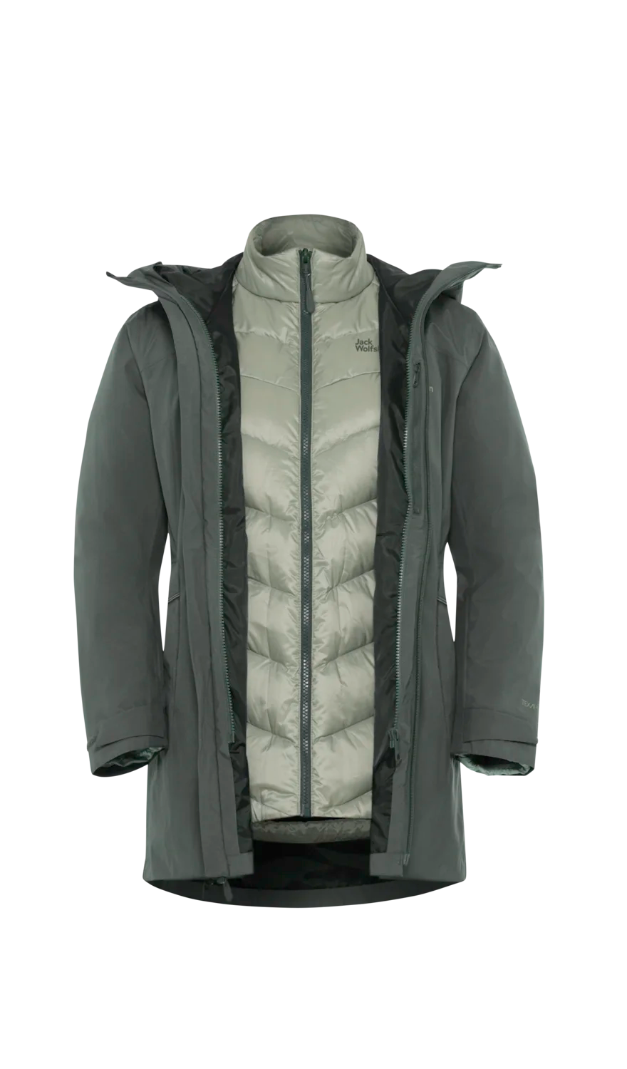 Jack Wolfskin W ICECAPE 3IN1 DOWN JACKET W RDS slate green 2XL - PeakStyle