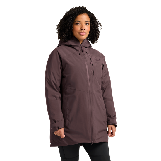 Jack Wolfskin ICECAPE 2L DOWN INS Damen-Daunenjacke Sheer Plum – Studioansicht vorn