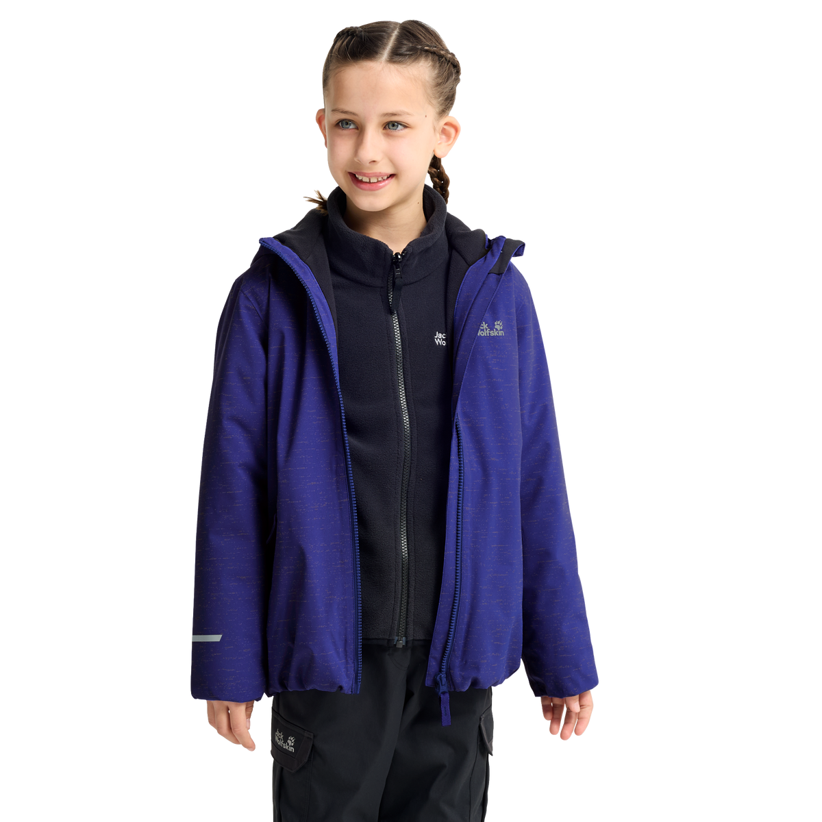 Jack Wolfskin GO GLOW JKT K Kinder Winterjacke Glow Ink – Detailansicht