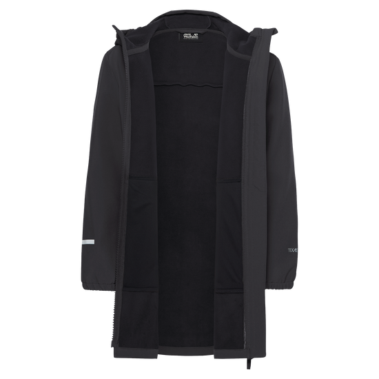 Jack Wolfskin FOURWINDS COAT K Kinder Softshellmantel – Black – Rückansicht