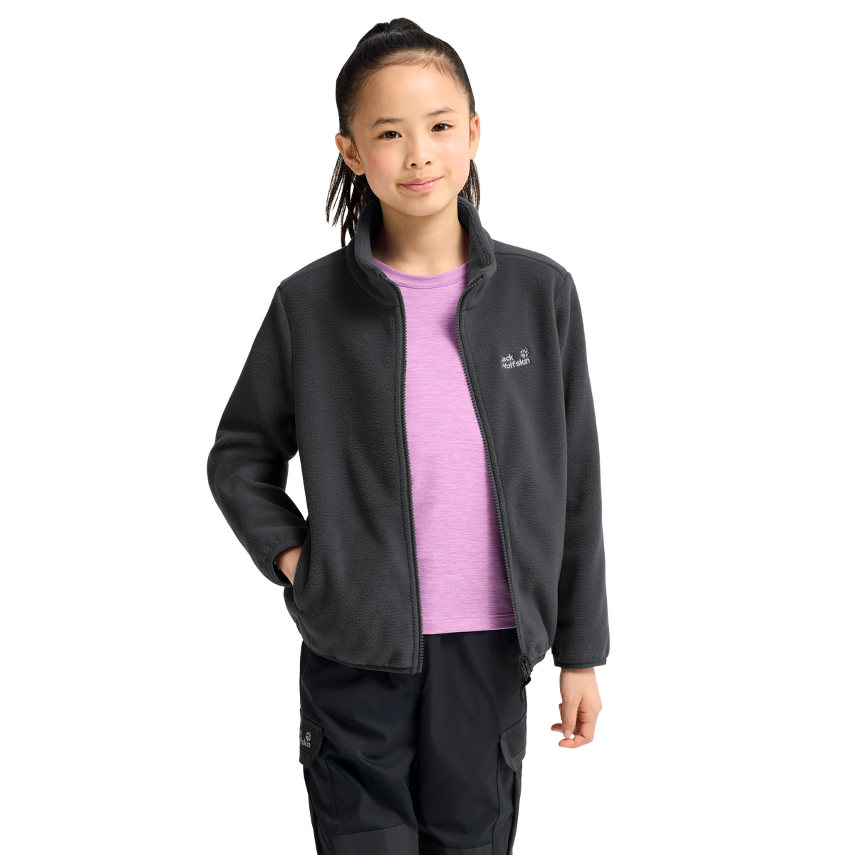 Jack Wolfskin TAUNUS 200 FZ K Kinder Fleecejacke Black 4-ma130