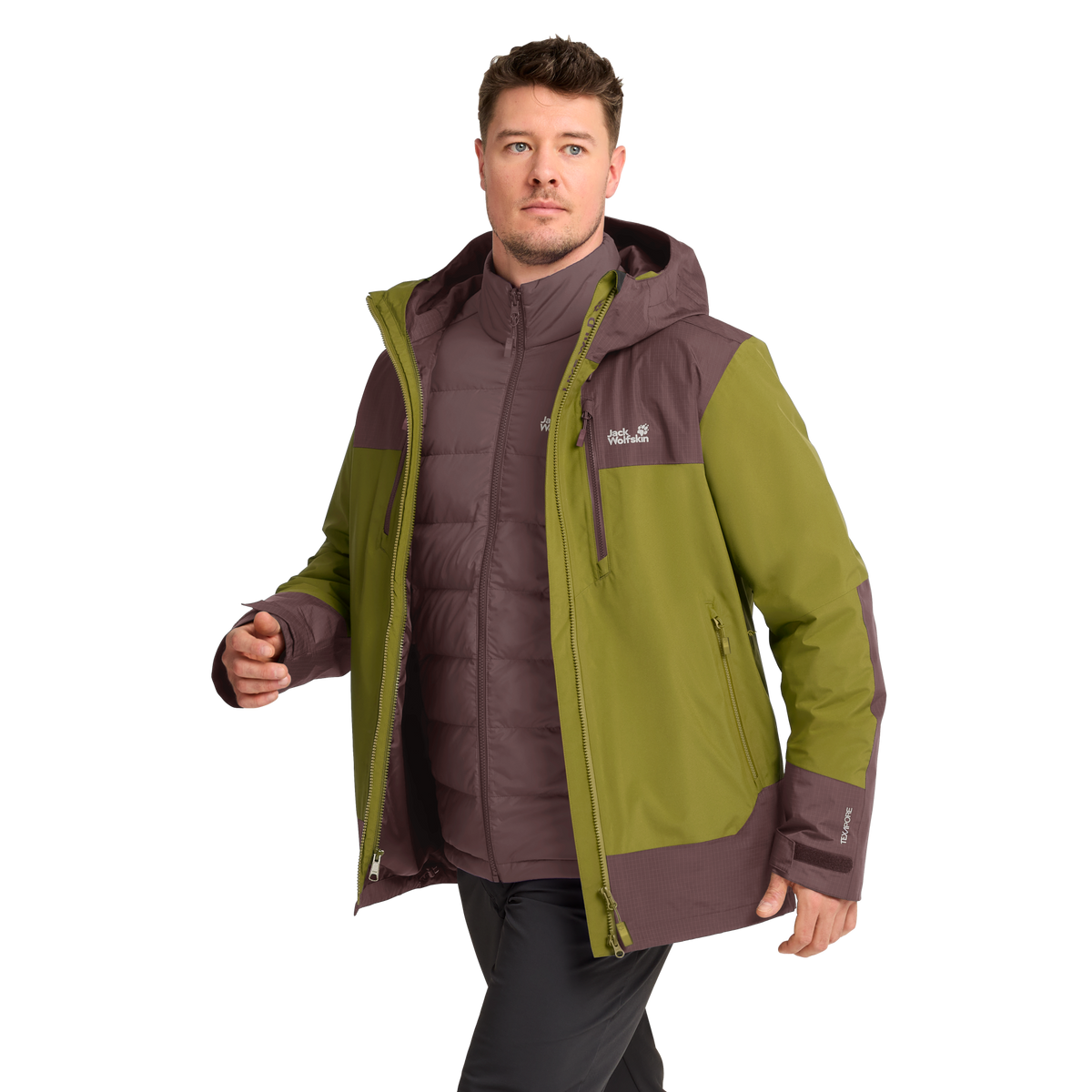 Jack Wolfskin JASPER DECADE 3IN1 Khaki Green – 1-ma105