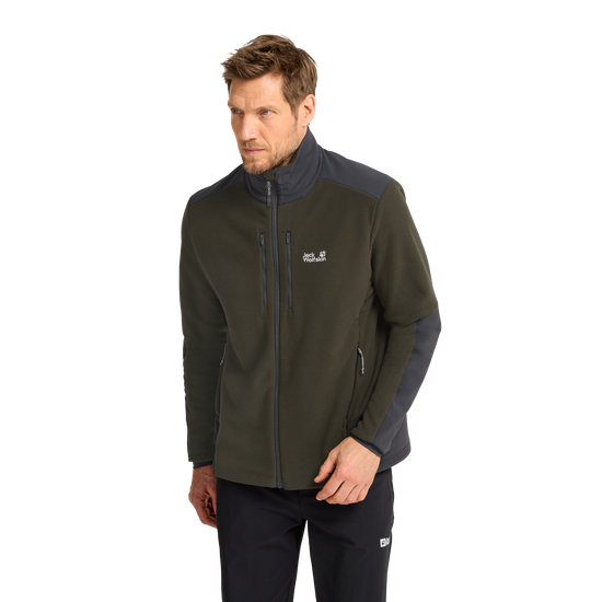 Jack Wolfskin COLD RIDGE JKT M Herren Fleecejacke Obsidian Moss – Studioaufnahme 1-ma100