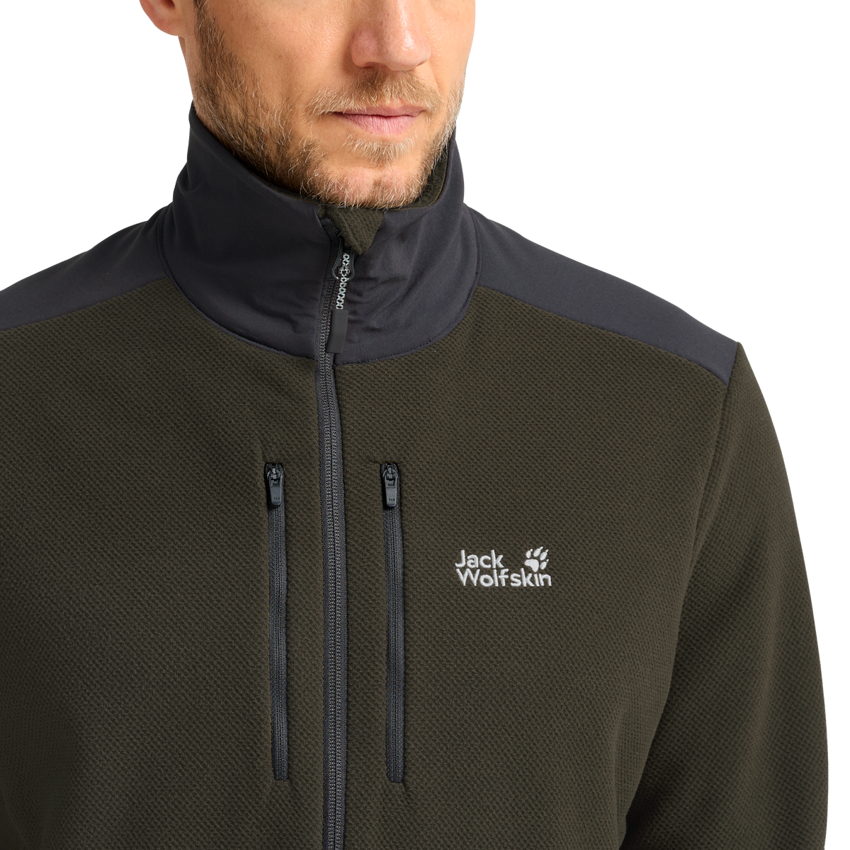 Jack Wolfskin COLD RIDGE JKT M Herren Fleecejacke Obsidian Moss – Detailansicht 4-ma125