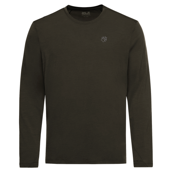 Jack Wolfskin WOOL LS M Herren Langarmshirt – Obsidian Moss – 9-a100