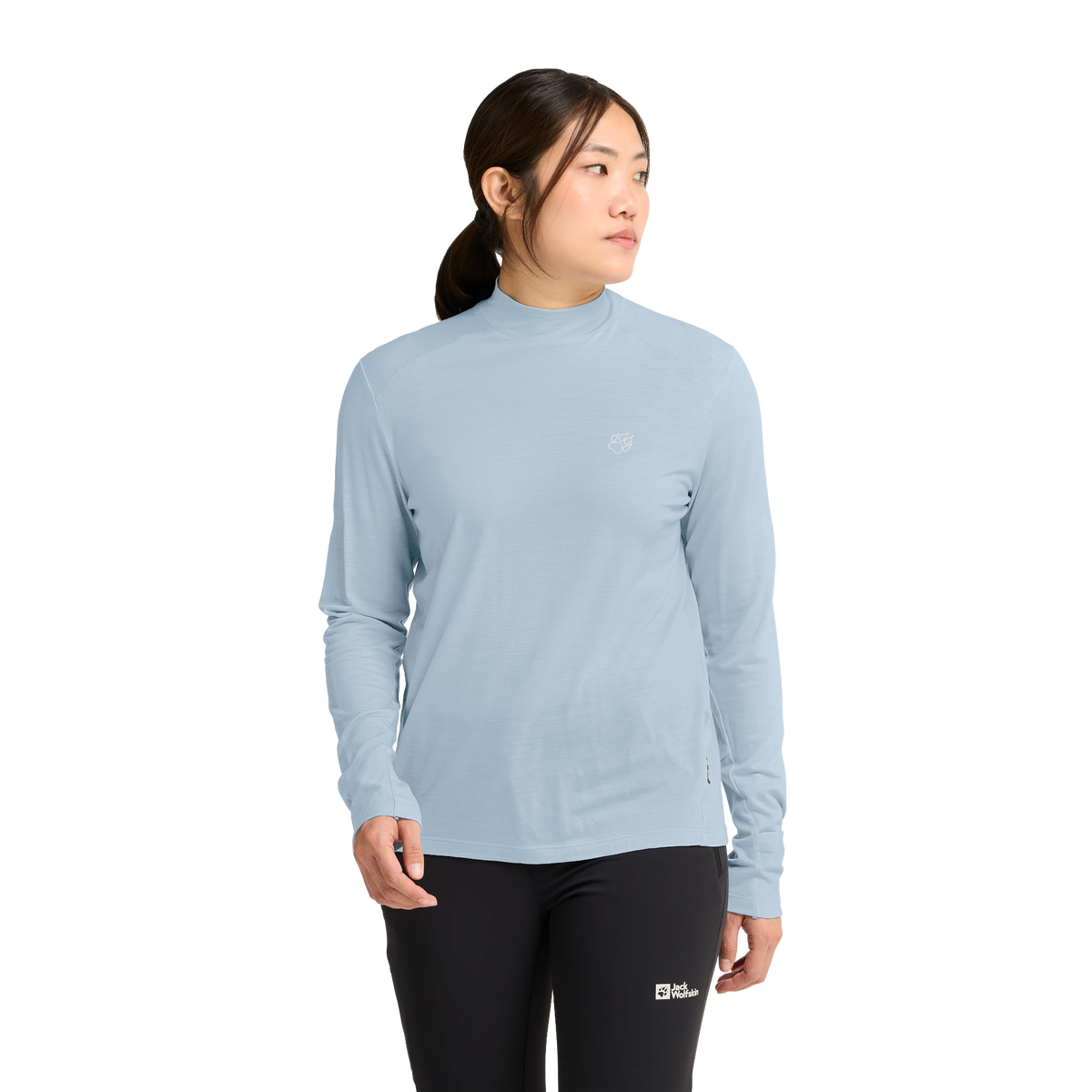 Jack Wolfskin WOOL LS T W Damen Langarmshirt – Crystal Blue – 1-ma100