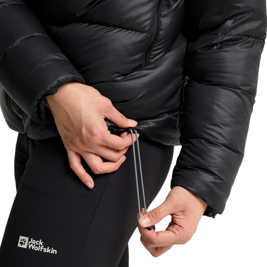 Jack Wolfskin SNOWDRIFT DOWN Damen-Daunenjacke Black – Detailansicht 2