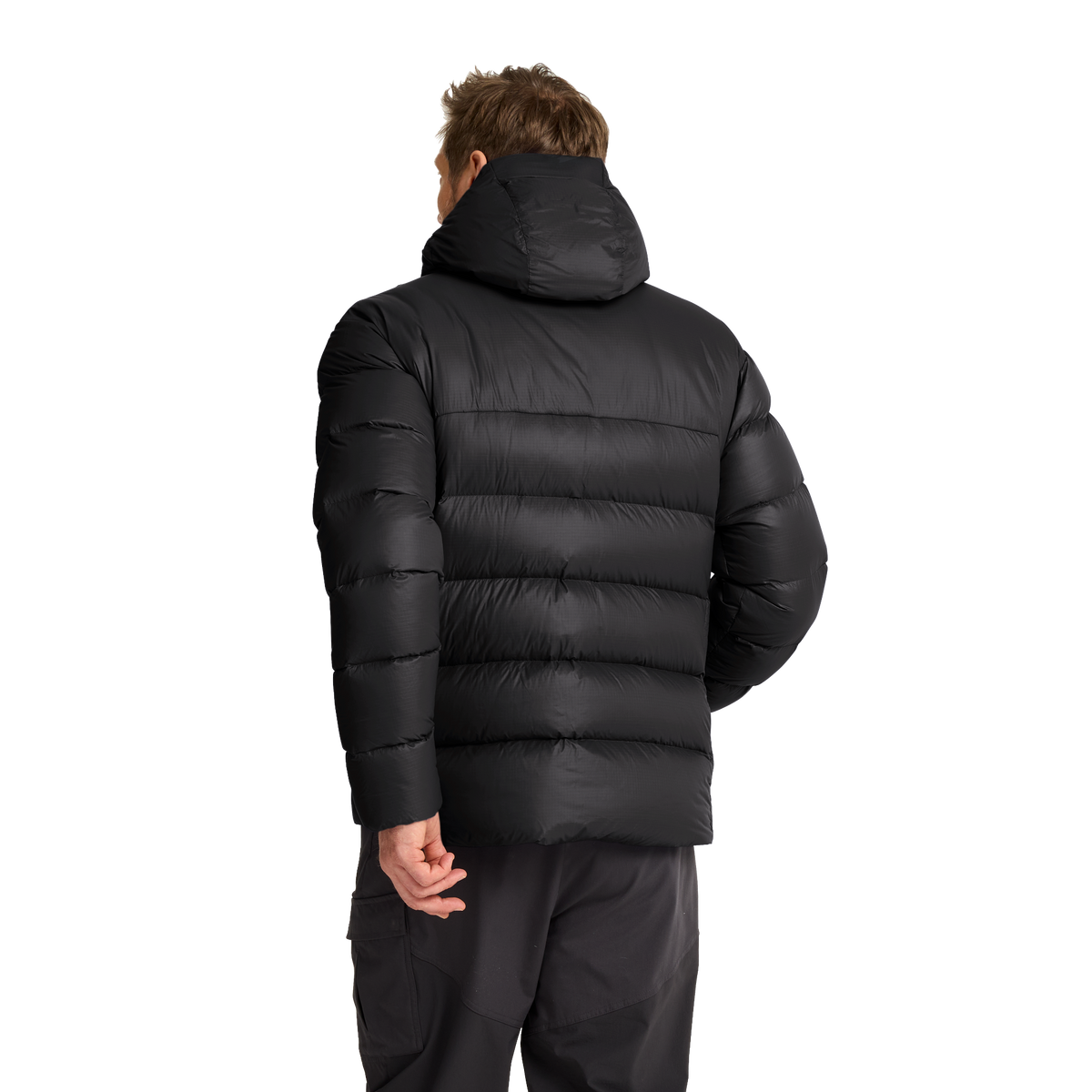Jack Wolfskin SNOWDRIFT DOWN Herren-Daunenjacke Black – Studioansicht hinten