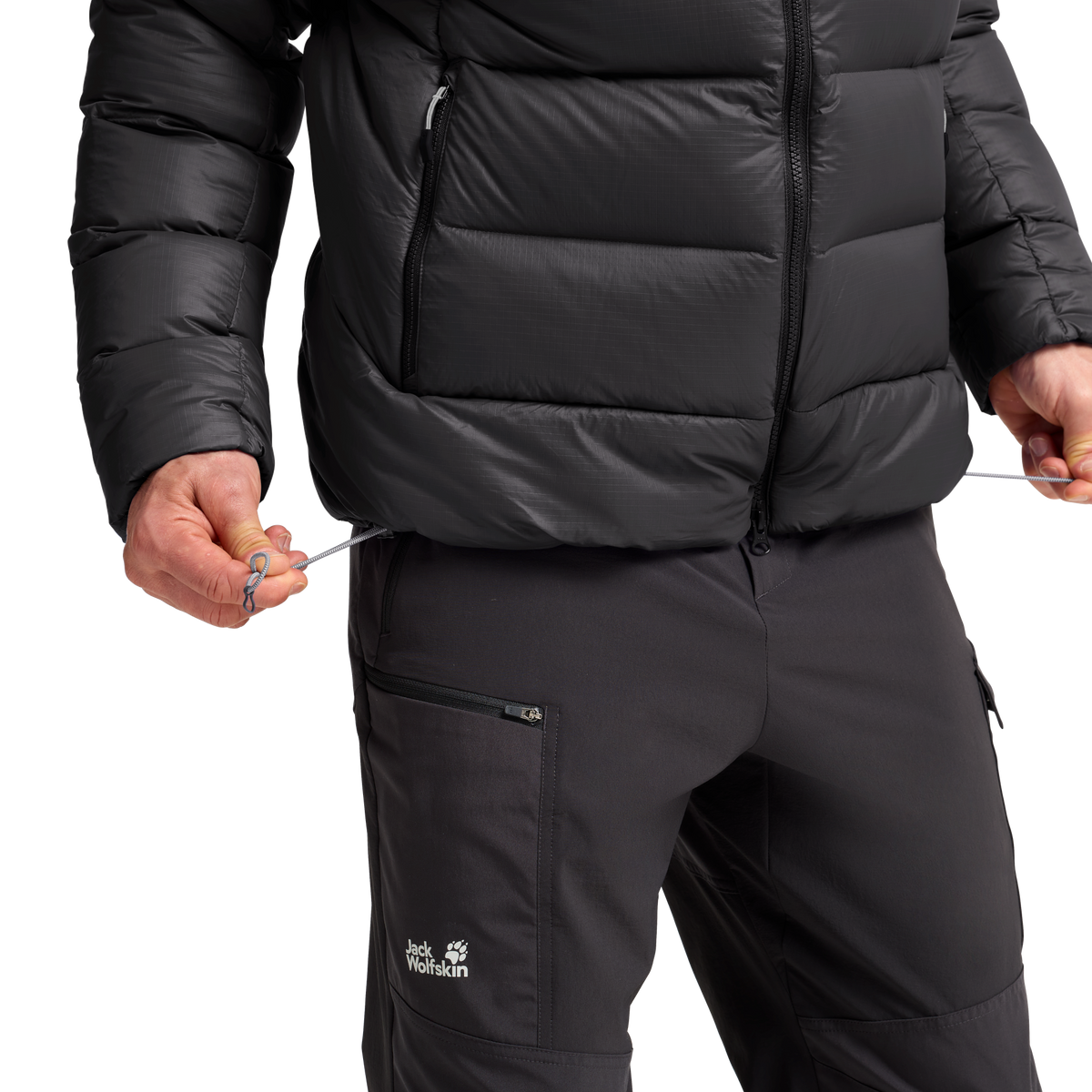 Jack Wolfskin SNOWDRIFT DOWN Herren-Daunenjacke Black – Detailansicht 3
