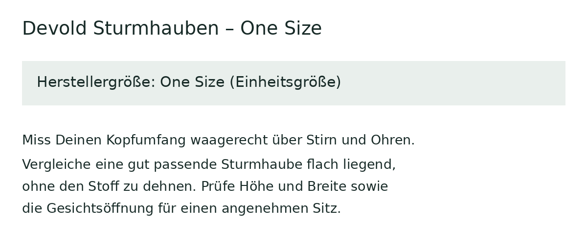 Größentabelle