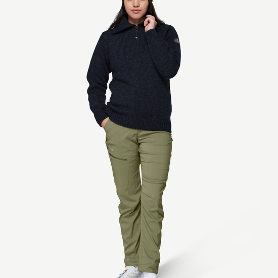 Devold NANSEN Zip-Wollpullover Unisex – DARK BLUE MELANGE – Studioansicht
