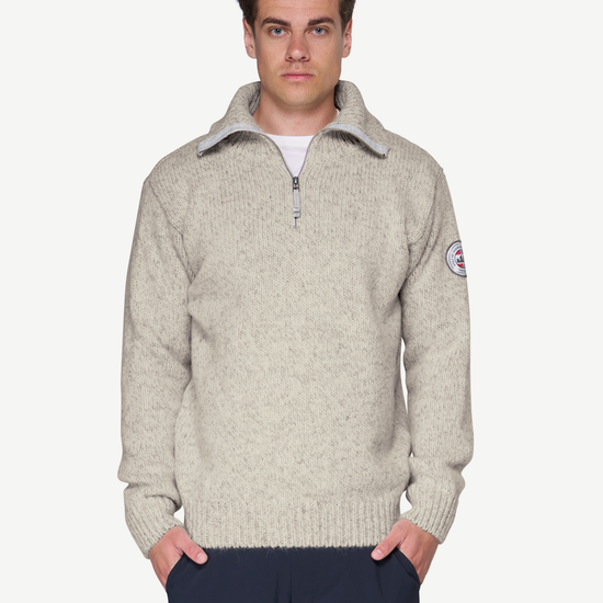 Devold NANSEN Zip-Wollpullover Unisex – GREY MELANGE – Studioansicht