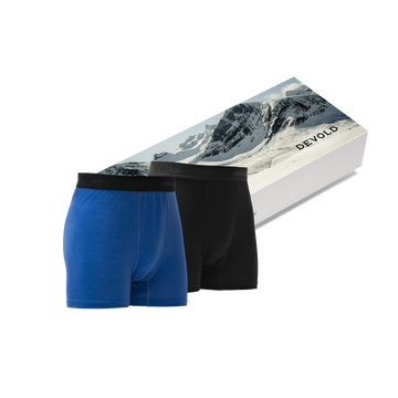 Devold BREEZE 150 Herren Merino Boxershorts 2er-Pack – Black - Royal – Packshot