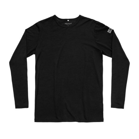 Devold ACTIVE STAMP Herren Merino Langarmshirt – Black – Packshot