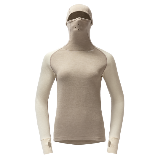 Devold EXPEDITION SILK Damen Merino Kapuzenshirt | Stone - Offwhite | Packshot