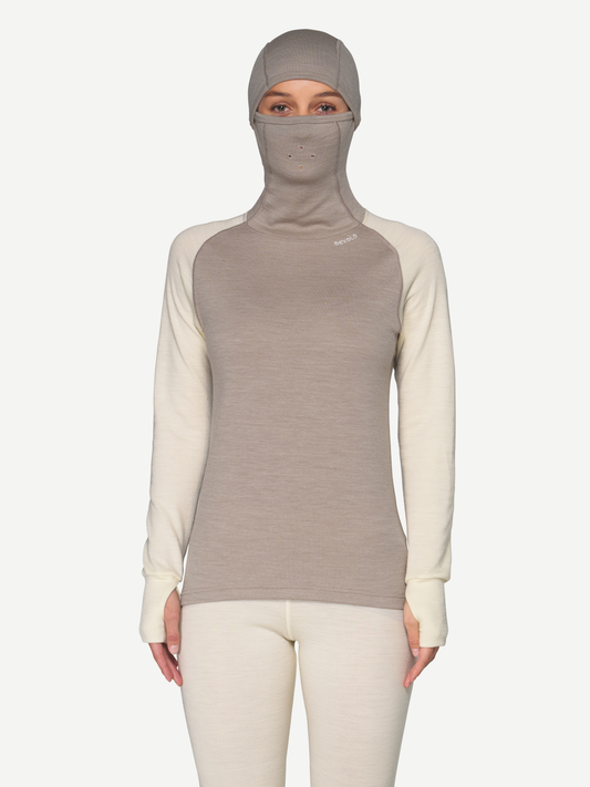 Devold EXPEDITION SILK Damen Merino Kapuzenshirt | Stone - Offwhite | Ansicht 2