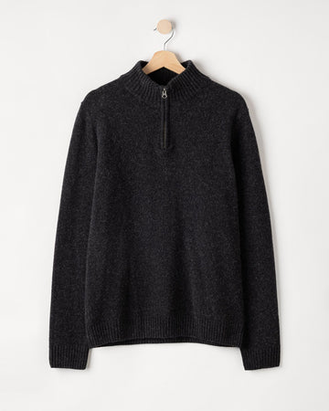 Charles T-neck – Black Melange – Packshot