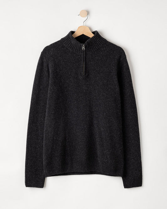 Charles T-neck – Black Melange – Packshot
