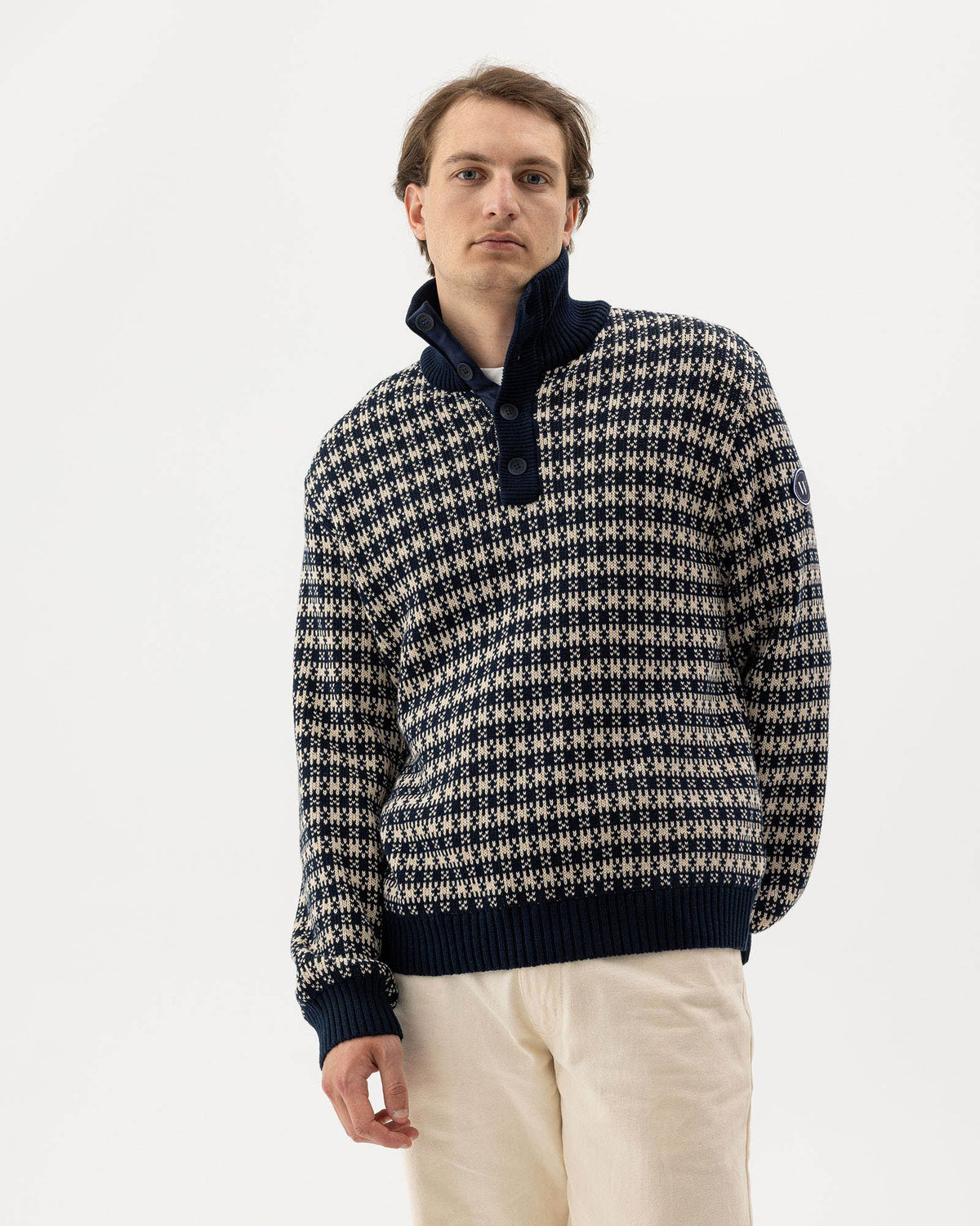 Sverre T-neck WP – Navy - Oyster – Herstelleransicht