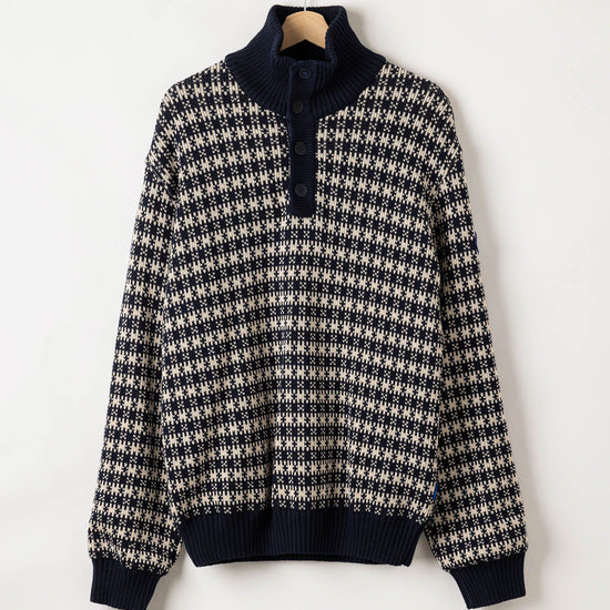 Sverre T-neck WP – Navy - Oyster – Packshot
