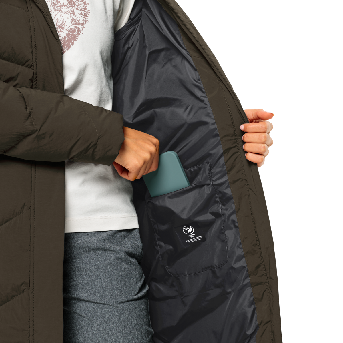 Jack Wolfskin MARIENPLATZ down coat women – Obsidian Moss