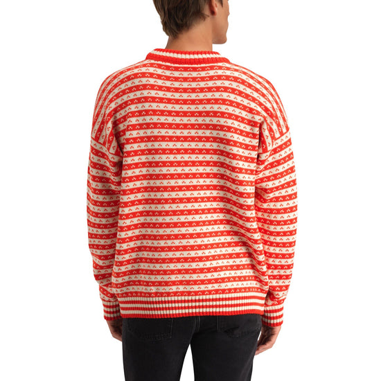 Dale of Norway Skipsleia Unisex Wool Sweater Roth Red - Natural White – Studio back view