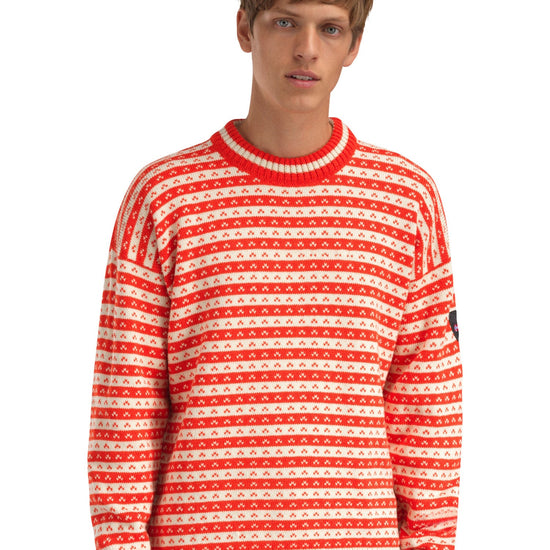 Dale of Norway Skipsleia Unisex Wool Sweater Roth Red - Natural White – Studio Men Front View