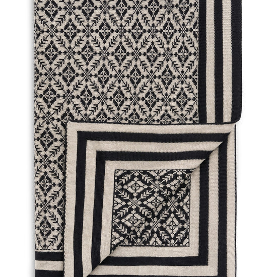 Dale Of Norway FROGNER Merino-Wolldecke – Black - Sand – Detail