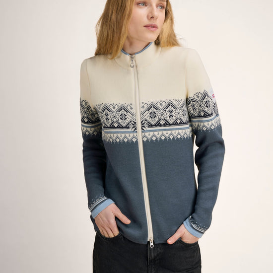 Dale Of Norway MORITZ Merino-Strickjacke Damen | Steel - Offwhite - Navy | Studio | DALE-85941-C04-00