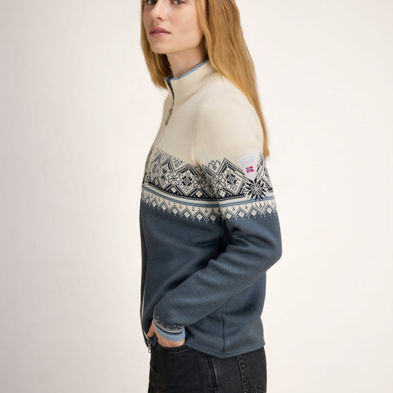 Dale Of Norway MORITZ Merino-Strickjacke Damen | Steel - Offwhite - Navy | Studio | DALE-85941-C04-02