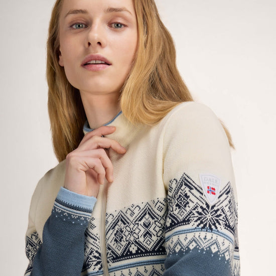 Dale Of Norway MORITZ Merino-Strickjacke Damen | Steel - Offwhite - Navy | Studio | DALE-85941-C04-03