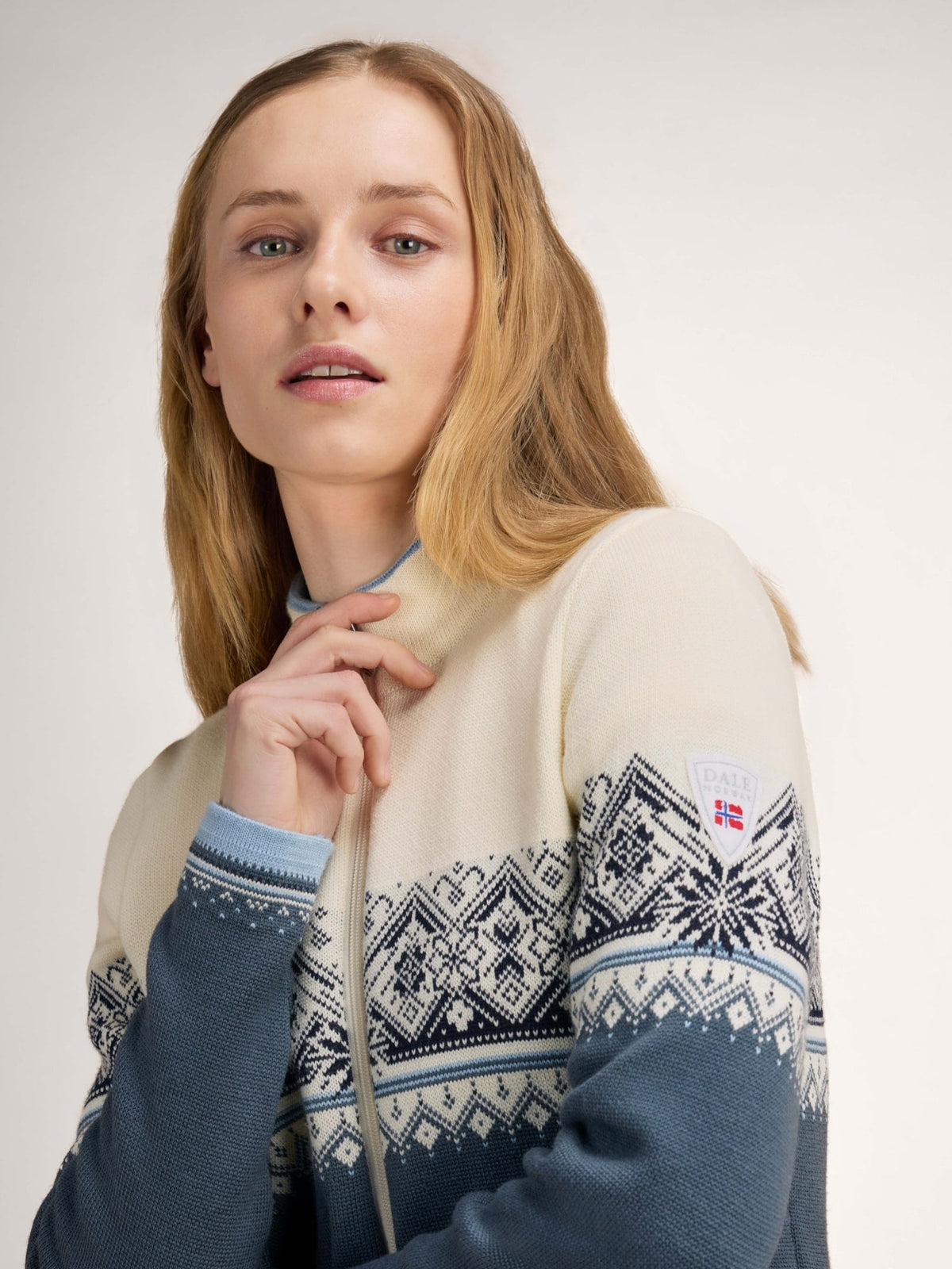 Dale Of Norway MORITZ Merino-Strickjacke Damen | Steel - Offwhite - Navy | Studio | DALE-85941-C04-03