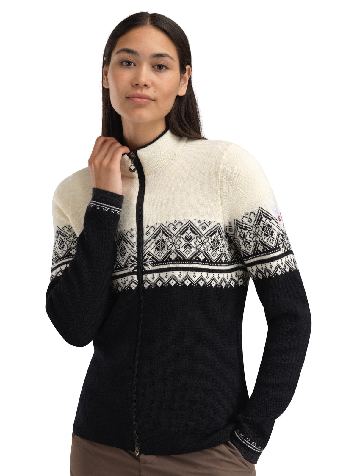 Dale Of Norway MORITZ Merino-Strickjacke Damen | Black - Offwhite - Dark Charcoal | Studio | DALE-85941-K00-00