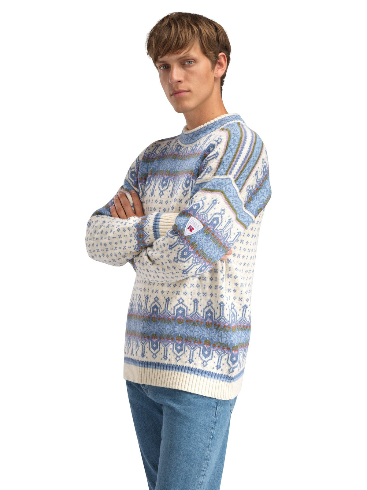 Dale Of Norway ALBERTVILLE Wollpullover Herren | Offwhite - Blue Shadow | Studio | DALE-96351-A00-02