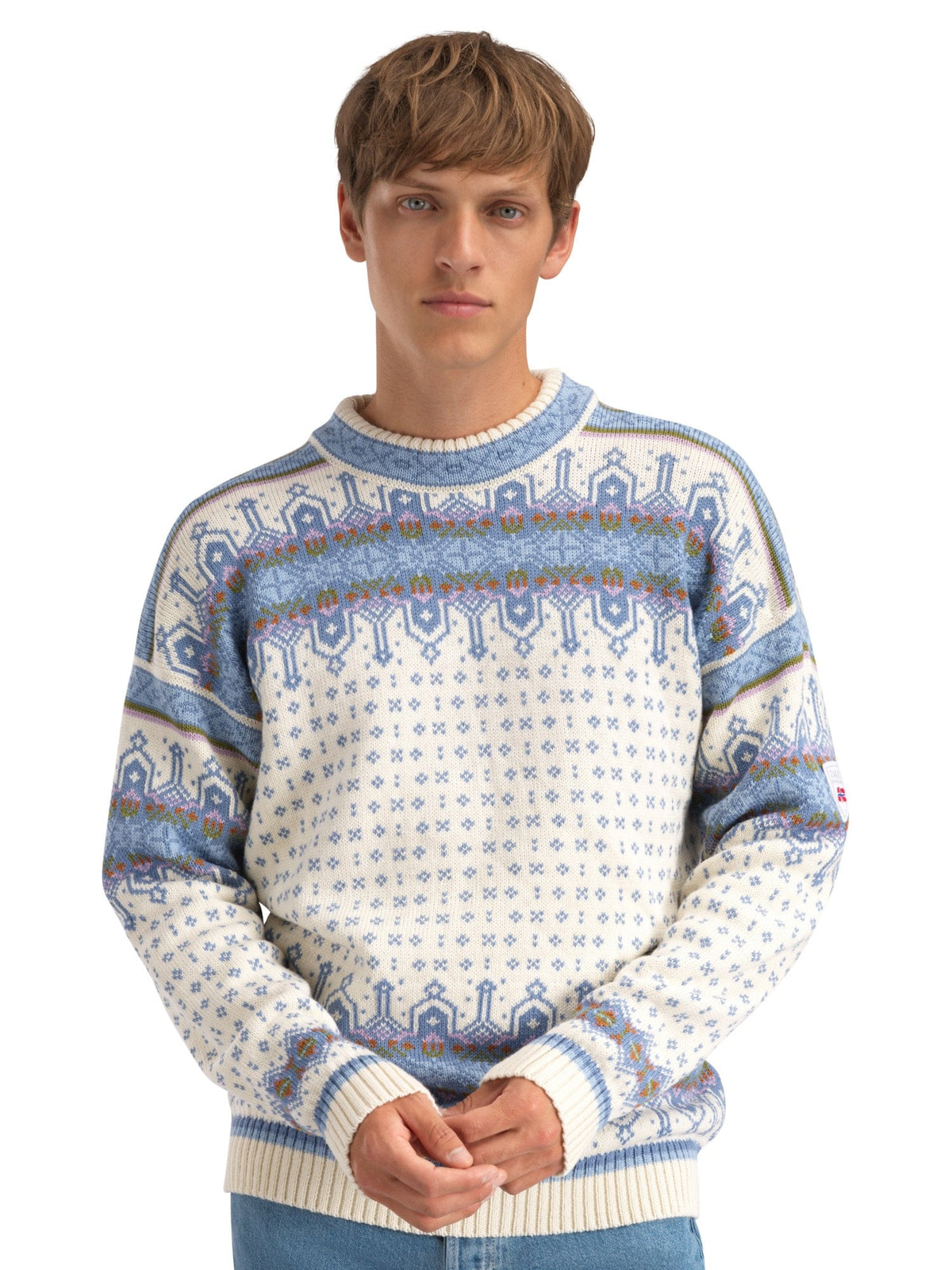 Dale Of Norway ALBERTVILLE Wollpullover Herren | Offwhite - Blue Shadow | Studio | DALE-96351-A00-01