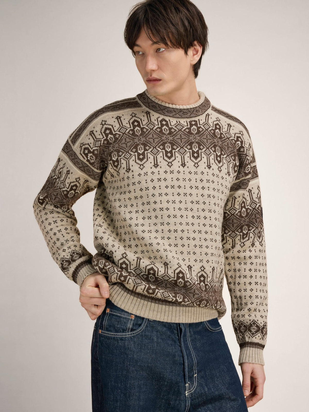 Dale Of Norway ALBERTVILLE Wollpullover Herren | Birch - Coffee | Studio | DALE-96351-M00-02