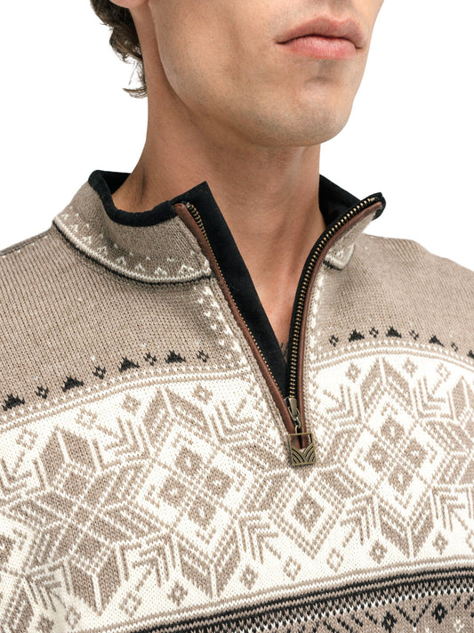 Dale of Norway BLYFJELL Herren Mountainstone - Offwhite - Coffee – Detailansicht Kragen