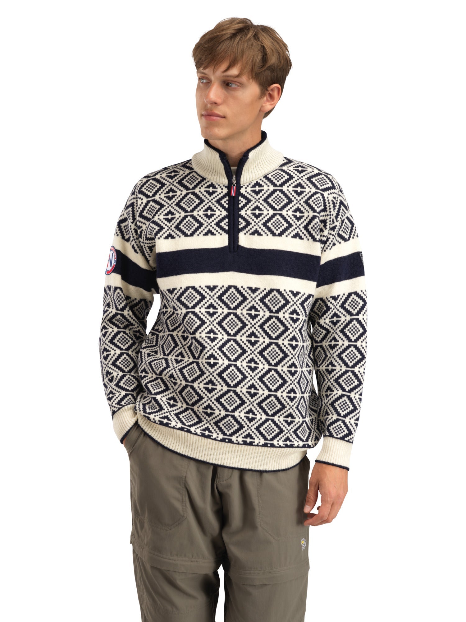 Dale Of Norway M TEAM NORWAY CORTINA MASC SWEATER Azul marino Blanco roto 3XL - PeakStyle