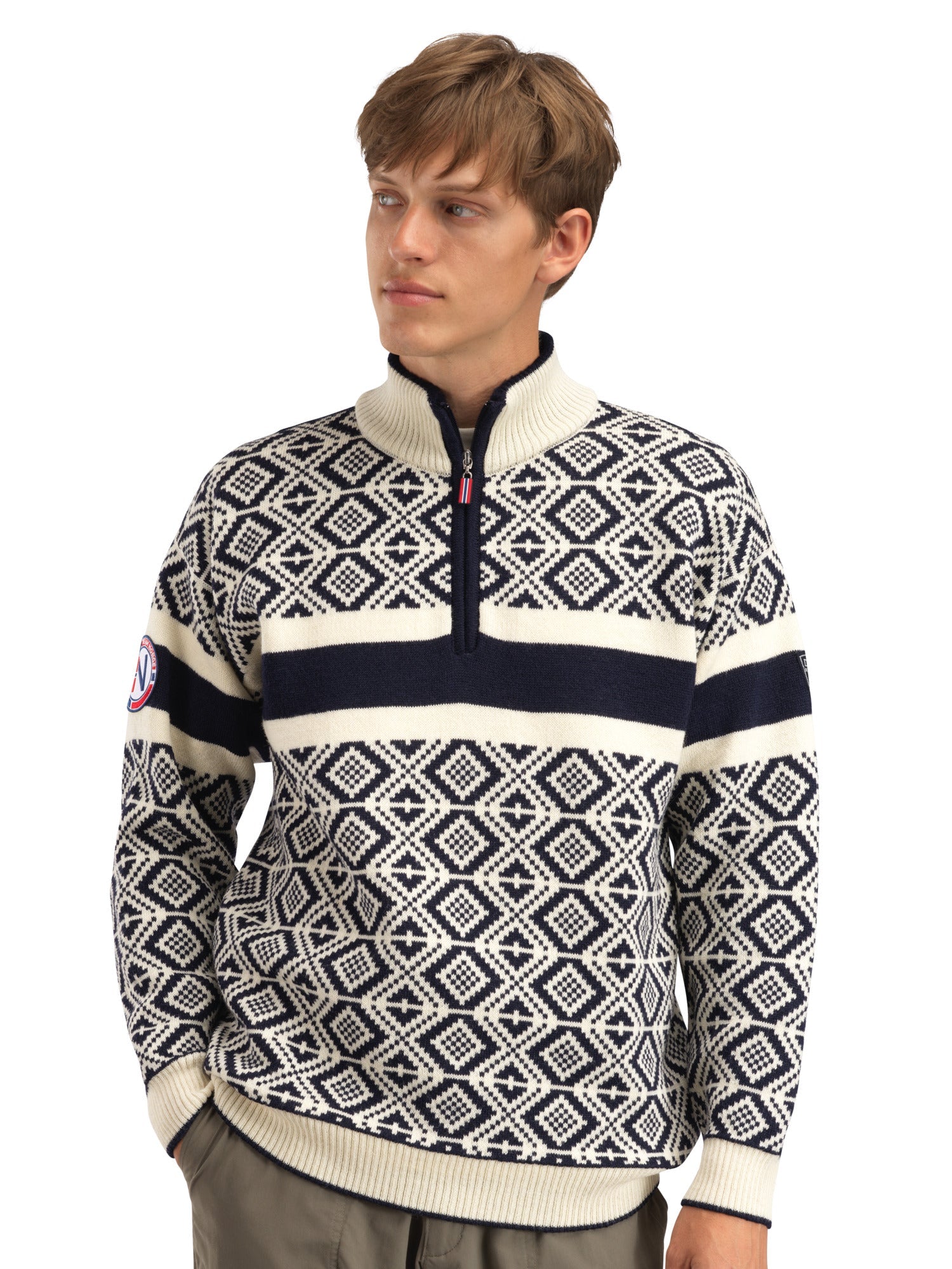 Dale Of Norway M TEAM NORWAY CORTINA MASC SWEATER Azul marino Blanco roto 3XL - PeakStyle