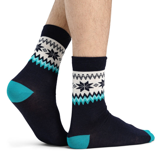 Calcetines Dale Of Norway MYKING Navy Turquoise Offwhite L - PeakStyle