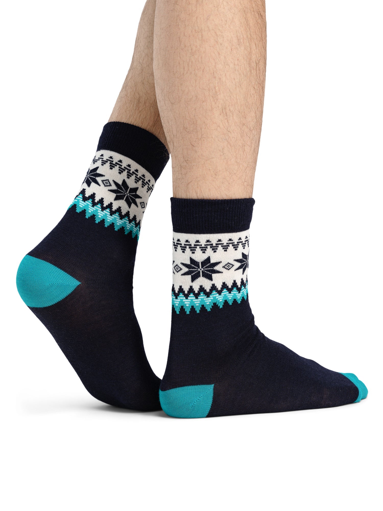 Calcetines Dale Of Norway MYKING Navy Turquoise Offwhite L - PeakStyle