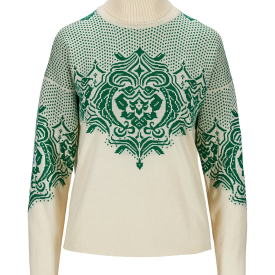 Dale Of Norway ROSENDAL FEM SWEATER Blanco roto Verde brillante M - PeakStyle