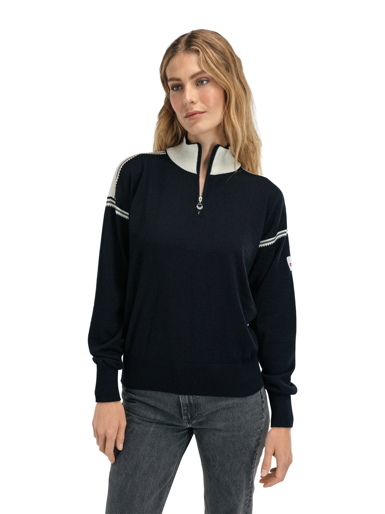 Dale Of Norway SANDVIK FEMININE SWEATER Nero Bianco sporco M - PeakStyle