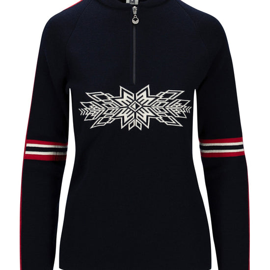 Dale Of Norway SPIRIT FEM SWEATER Bleu marine Blanc cassé Framboise M - PeakStyle