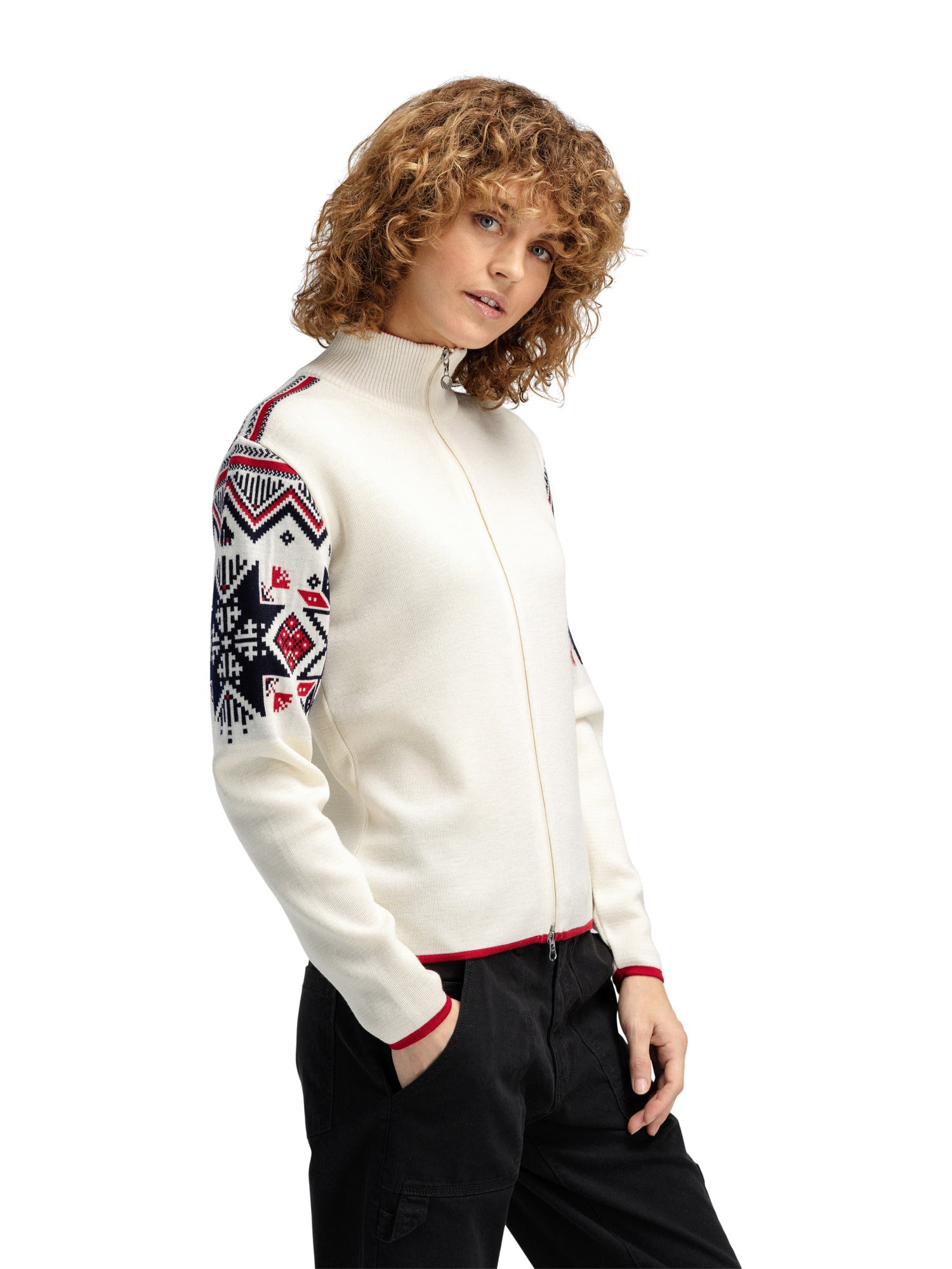 Dale Of Norway VARBERG FEM JACKET Bianco sporco Blu navy Lampone S - PeakStyle
