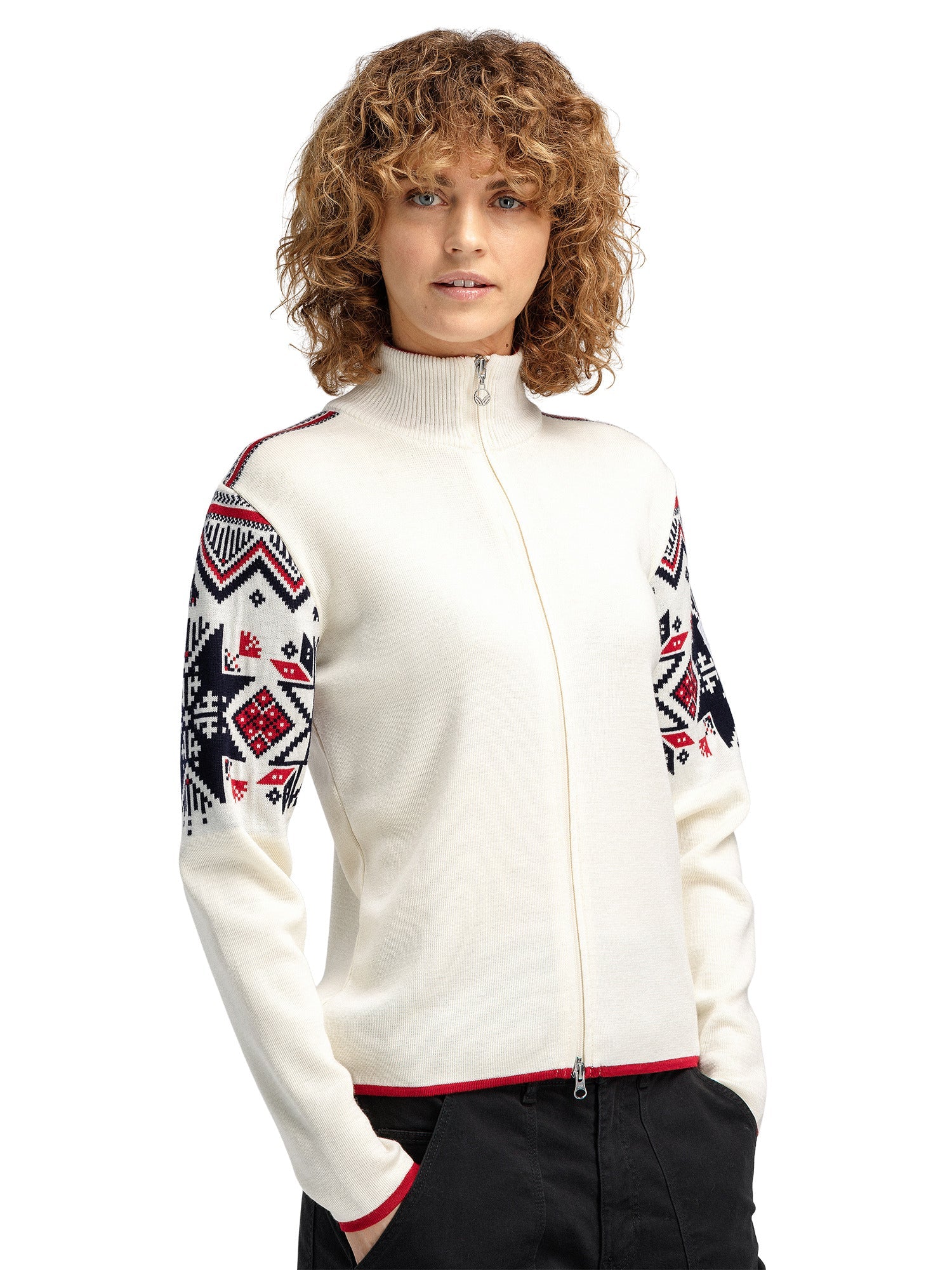 Dale Of Norway VARBERG FEM JACKET Bianco sporco Blu navy Lampone S - PeakStyle