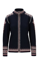 Dale Of Norway W 140TH ANNIVERSARY FEM JACKET Bleu marine Rouge rose Blanc cassé XL - PeakStyle