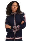 Dale Of Norway W 140TH ANNIVERSARY FEM JACKET Bleu marine Rouge rose Blanc cassé XL - PeakStyle